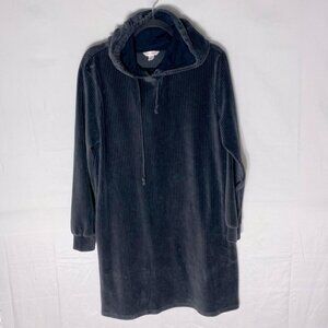 Joe Fresh Dark Grey Corduroy Cozy Oversized Hoodie Dress Tunic L